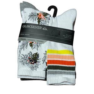 Quicksilver Mens Crew Socks 5 Pairs Multicolor Shoe Size 6-12